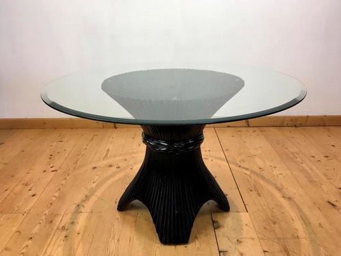 Vintage 1980s ronde Rotan Tafel i/d kleur Zwart, Antiek en Kunst, Antiek | Meubels | Tafels, Ophalen