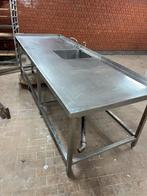 Inox tafel met spoelbak 3M, Zakelijke goederen, Ophalen, Gebruikt