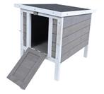 Houten Konijnenhok Nachthok Grijs-Wit, Dieren en Toebehoren, Hok, Ophalen, Minder dan 60 cm, Nieuw