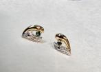 18 kt gouden oorstekers met kleurig diamanten 0,06kt, Handtassen en Accessoires, Oorbellen, Ophalen of Verzenden, Zo goed als nieuw