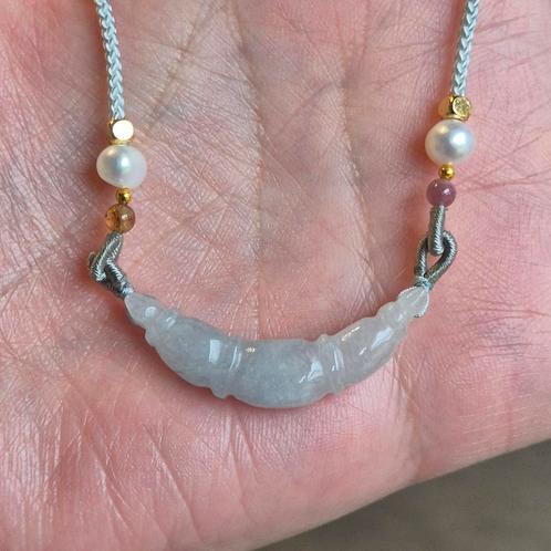 Natuurlijke onbehandelde jadeïet jade ketting, Handtassen en Accessoires, Kettingen, Zo goed als nieuw, Verstelbaar, Verzenden