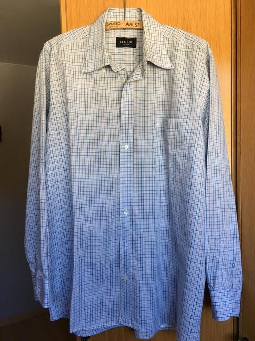 Hemd Ledub blauw geruit maat L, Kleding | Heren, Overhemden, Zo goed als nieuw, Halswijdte 41/42 (L), Blauw, Ophalen of Verzenden