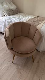 Moderne fauteuil/stoel met beige fluwelen schelp, Ophalen of Verzenden, Metaal