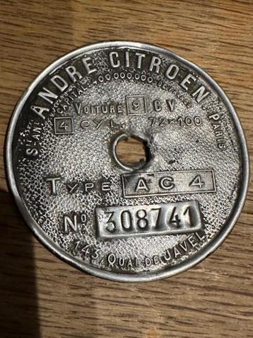 CITROEN AC  4  Plaque d'identification