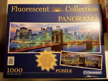 Fluorescerende panorama puzzel - New York Bridge - 1000 stuk