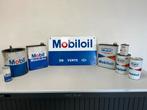 Mobiloil oude olie blikken, Verzamelen, Ophalen of Verzenden, Gebruikt, Reclamebord