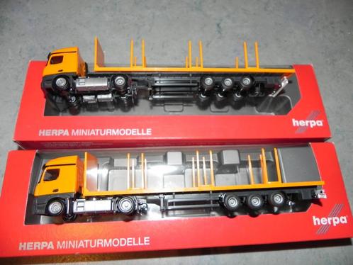 2 SEMI REMORQUES MB ACTROS   HERPA  H0, Hobby & Loisirs créatifs, Voitures miniatures | 1:87, Neuf, Bus ou Camion, Herpa, Enlèvement ou Envoi