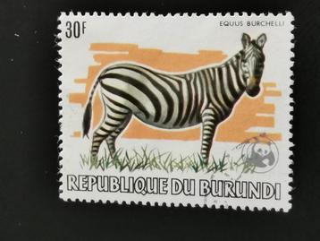 Burundi 1983 - animaux sauvages - zèbre - imprimé WWF logo, Enlèvement ou Envoi, Autres pays, Affranchi