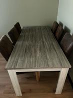 Eettafel grijs/wit (zonder stoelen), Huis en Inrichting, Tafels | Eettafels, Eikenhout, Zo goed als nieuw, Vijf personen of meer
