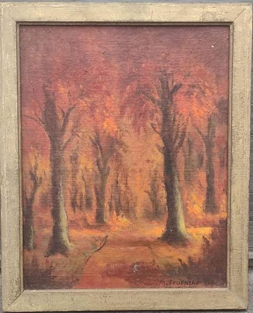 huile sur panneau sous bois signe maurice fourneau, Antiek en Kunst, Kunst | Schilderijen | Klassiek, Ophalen of Verzenden