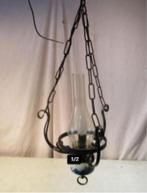 Belle suspension ancienne en métal, porcelaine et verre, Antiquités & Art, Enlèvement ou Envoi