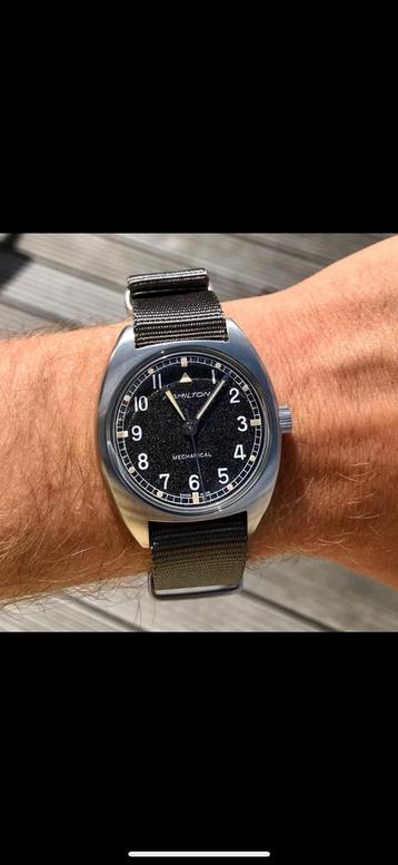 Hamilton Pilot Pioneer Mechanical, Handtassen en Accessoires, Horloges | Heren, Ophalen, Zo goed als nieuw