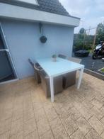 Witte tuintafel met 4 stoelen, Utilisé, Enlèvement ou Envoi