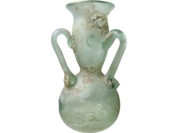 Vase amphore ancien en verre soufflé irisé Verrerie romaine, Enlèvement