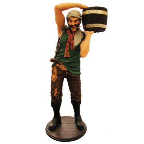 Pirate avec tonneau — Pirate avec tonneau hauteur 196 cm, Collections, Statues & Figurines, Neuf, Enlèvement