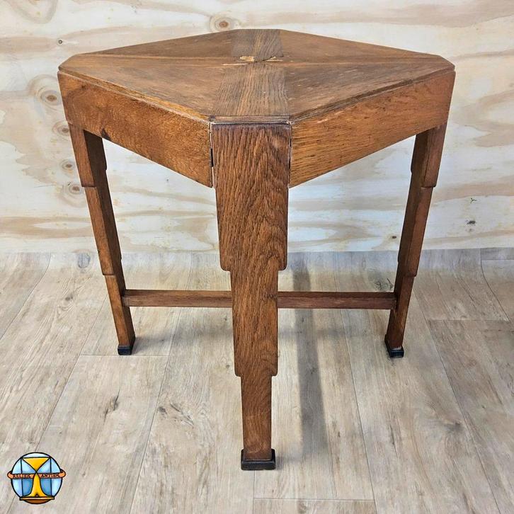 Antieke houten Art Deco (Amsterdamse School) bijzettafel, Antiek en Kunst, Antiek | Meubels | Tafels, Ophalen of Verzenden
