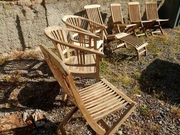 ensemble chaises transat teck terrasse fauteuil bois exotiqu beschikbaar voor biedingen