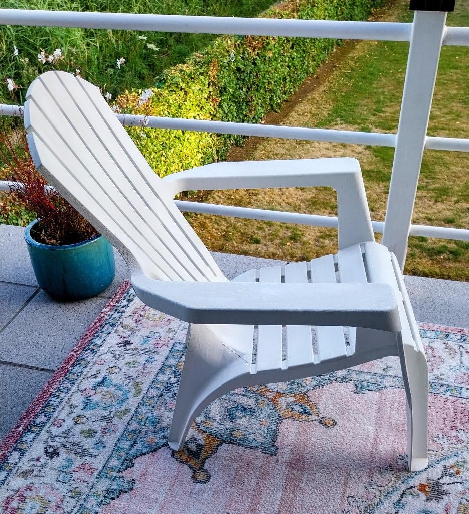 TE KOOP : Relax tuinstoel, kunststof, wit, Jardin & Terrasse, Chaises de jardin, Comme neuf, Synthétique, Enlèvement