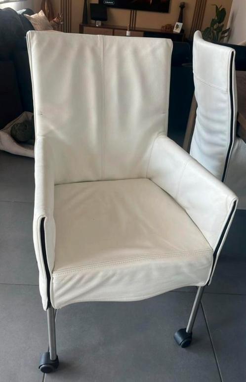 8x Wit lederen design stoelen (np. €500/stuk), Huis en Inrichting, Stoelen, Zo goed als nieuw, Vijf, Zes of meer stoelen, Leer
