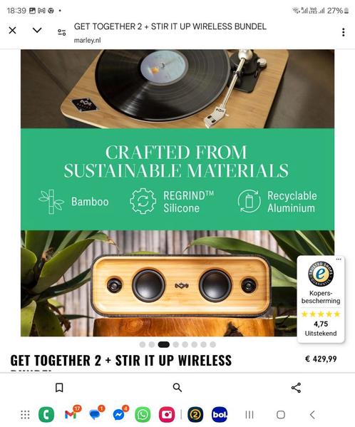 HOUSE OF MARLEY GET TOGETHER & STIR IT UP WIRELESS BUNDEL, Audio, Tv en Foto, Platenspelers, Zo goed als nieuw, Platenspeler, Ophalen