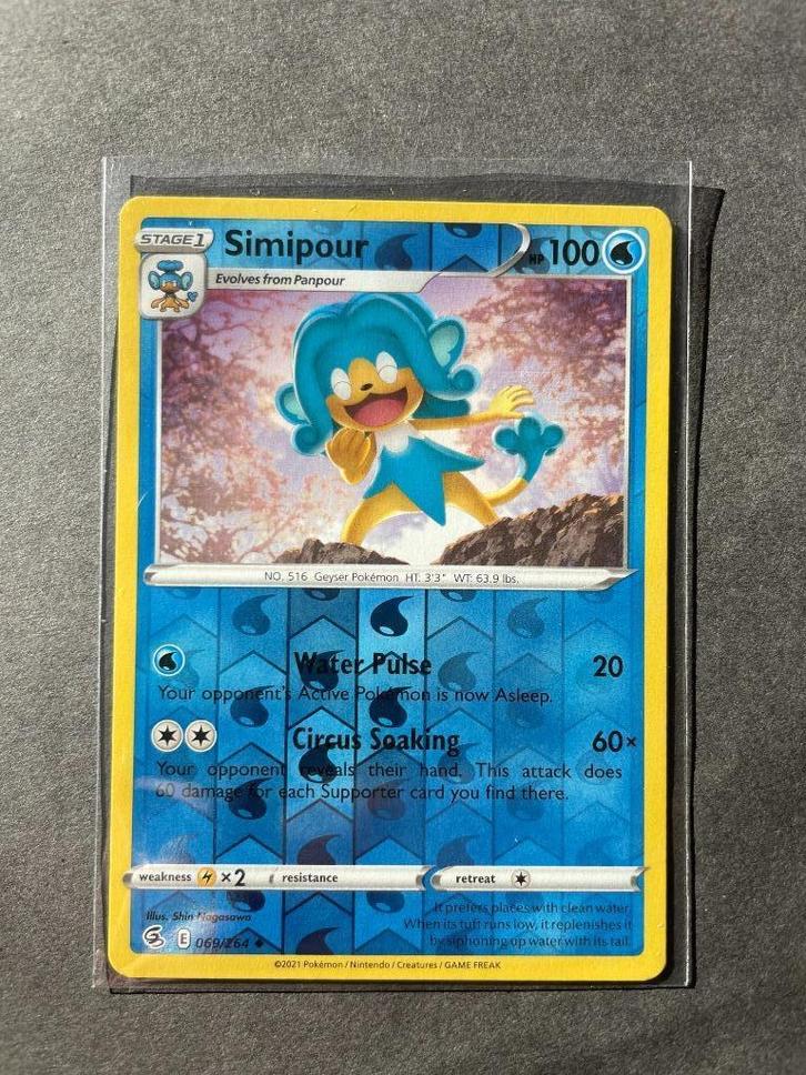 Pokemon Fusion Strike Simipour Reverse 069/264, Hobby en Vrije tijd, Verzamelkaartspellen | Pokémon, Nieuw, Losse kaart, Ophalen of Verzenden