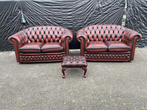 Springvale Chesterfield 2 x 2.5 zit zetels roodbruin, Antiek en Kunst, Antiek | Meubels | Stoelen en Sofa's, Ophalen of Verzenden
