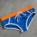 Zwemslip Calzedonia - Blauw/oranje/wit - S, Kleding | Heren, Badmode en Zwemkleding, Ophalen of Verzenden, Maat 46 (S) of kleiner