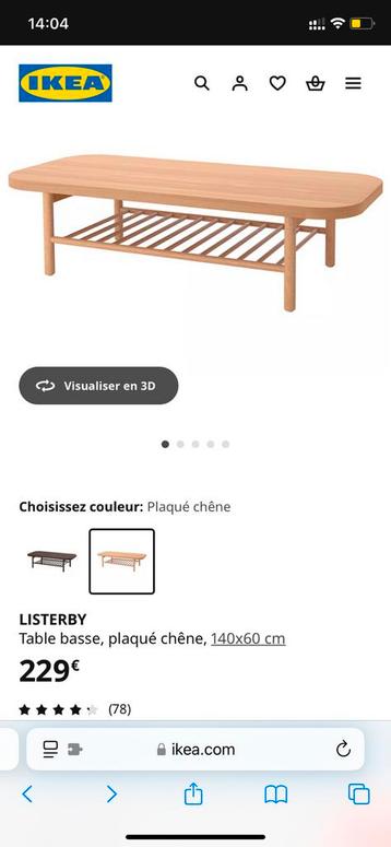 IKEA LISTERBY salontafel — Zo goed als nieuw — 120€ beschikbaar voor biedingen