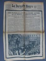 oude krant La Dernière Heure 4 septembre 1935 begrafenis kon, Verzamelen, Koningshuis en Royalty, Ophalen of Verzenden, Gebruikt