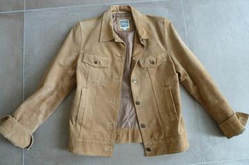 Jolie Veste Cuir Croute de Porc Couleur Beige/Camel 38/40 :, Enlèvement, Comme neuf, Taille 38/40 (M)