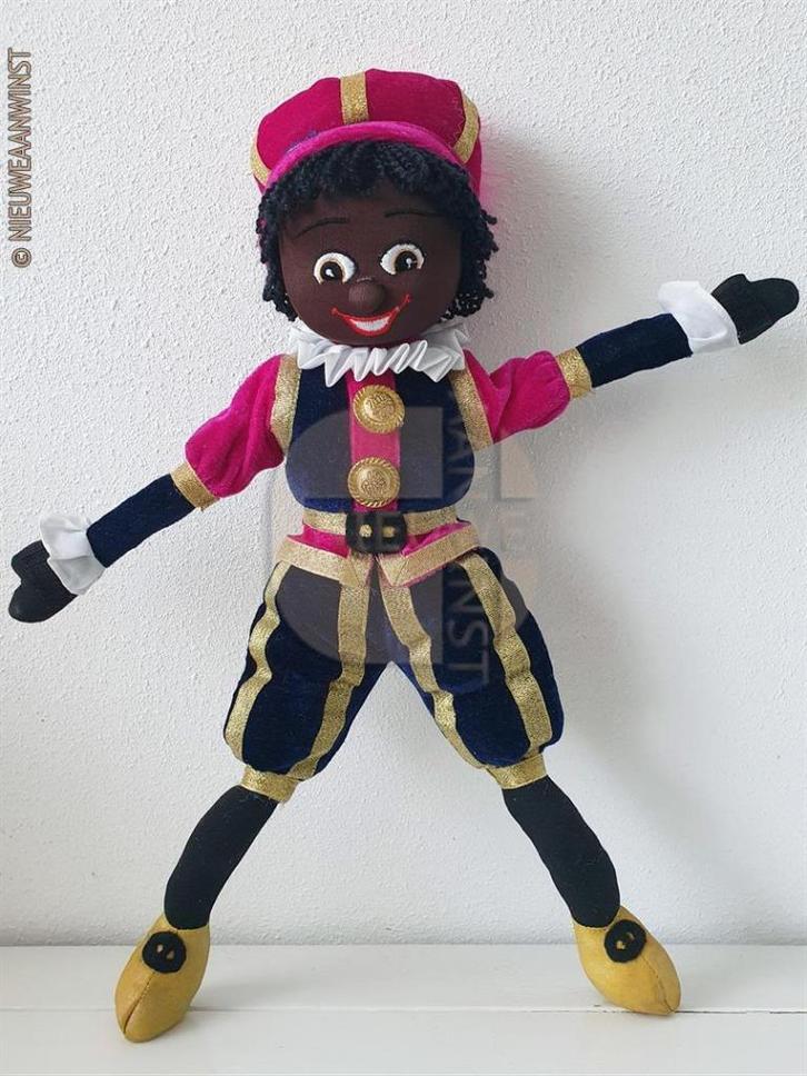Authentieke Etos etalage zwarte Piet pop - 45cm, roze/blauw, Diversen, Sinterklaas, Verzenden