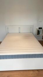 Bed + Lattenbodem + Matras IKEA, 140 cm, Wit, Zo goed als nieuw, Hout