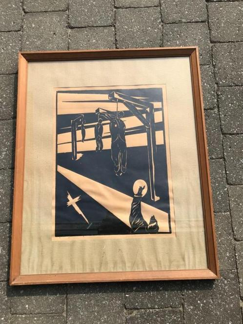 Oude originele linosnede Andre Sorel, Antiek en Kunst, Kunst | Litho's en Zeefdrukken, Ophalen