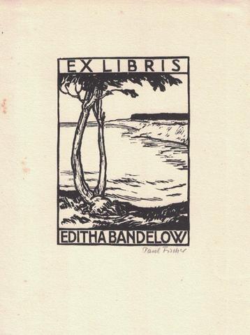 Paul Fischer - Gravure sur bois - Ex Libris - 1910 - Signé