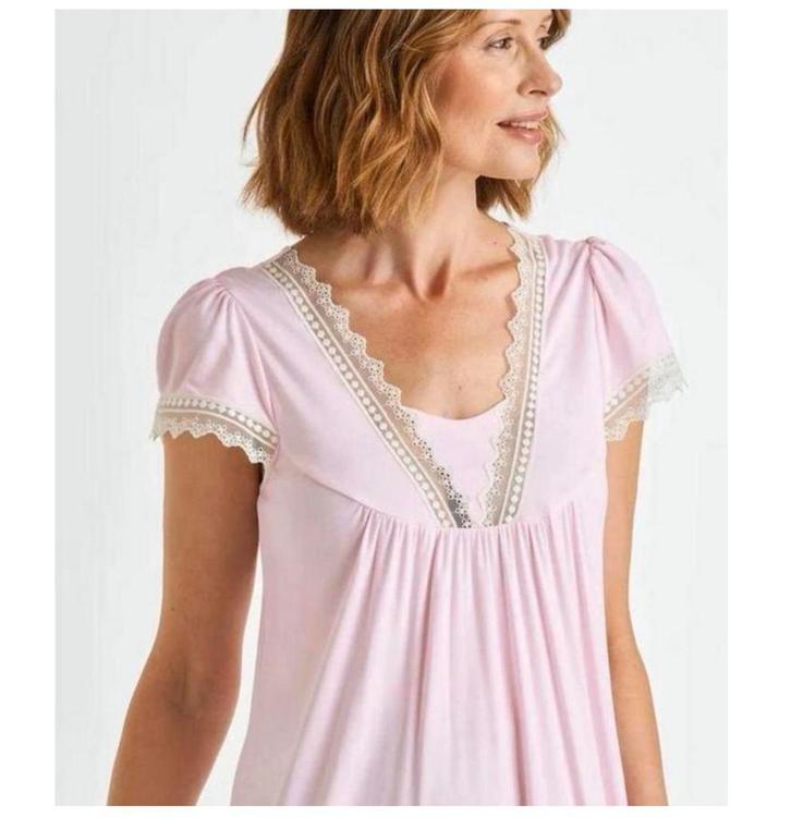 2X David Nieper Nachthemd kanten rand bamboe-rijk XL pyjama, Kleding | Dames, Pyjama's, Nieuw, Maat 46/48 (XL) of groter, Ophalen of Verzenden