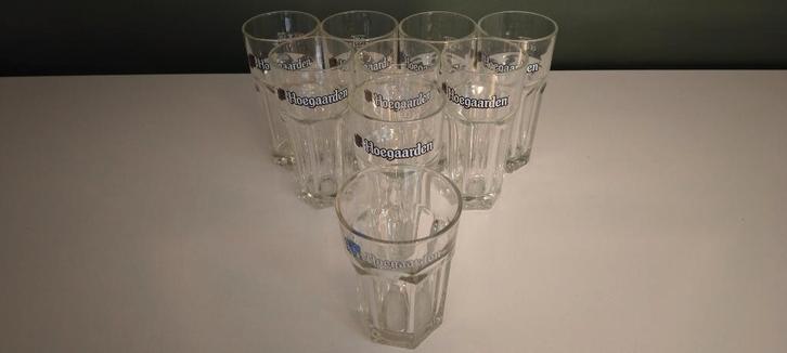 9 x verre Hoegaarden, Collections, Verres & Petits Verres, Comme neuf, Verre à bière, Enlèvement