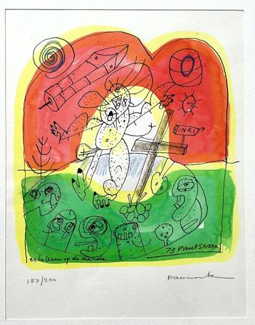 PAUL SNOEK - Er is leven op aarde - Litho - 27x36cm - kader beschikbaar voor biedingen