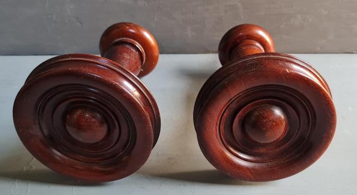 Paar 19e eeuwse mahonie embrassehaken, Antiek en Kunst, Kunst | Beelden en Houtsnijwerken, Ophalen of Verzenden