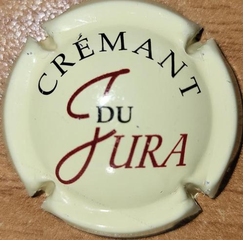 Crémant du Jura capsule crèmegeel & zwart nr. 06, Verzamelen, Wijnen, Nieuw, Witte wijn, Frankrijk, Ophalen of Verzenden