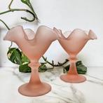 Vintage roze ijscoupes, Kom(men), Glas, Effen, Zo goed als nieuw