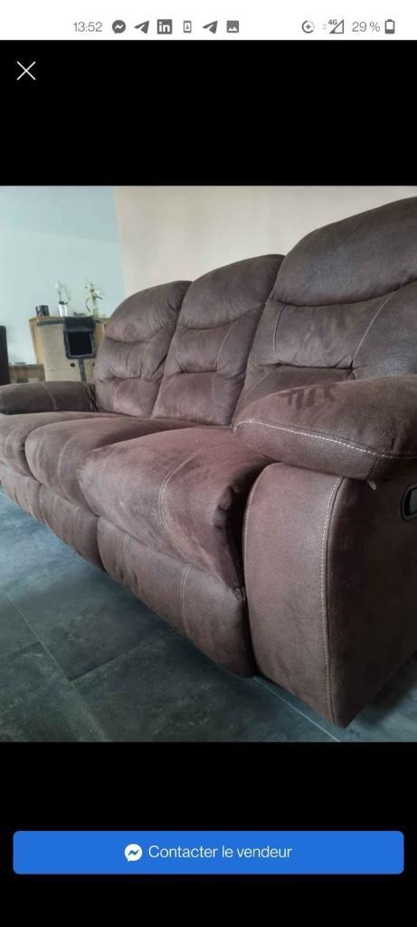 Canapé relax 3 places – Excellent état, Huis en Inrichting, Zetels | Zetels, Zo goed als nieuw, Rechte bank, Driepersoons, 200 tot 250 cm