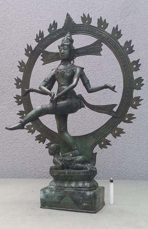 Antieke grote bronzen Shiva, Hindoeïstische Godheid. 58cm, Huis en Inrichting, Woonaccessoires | Boeddhabeelden, Gebruikt, Ophalen of Verzenden