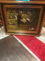 Olieverf schilderij met schapen van M, Cauwelier, Antiek en Kunst, Ophalen of Verzenden