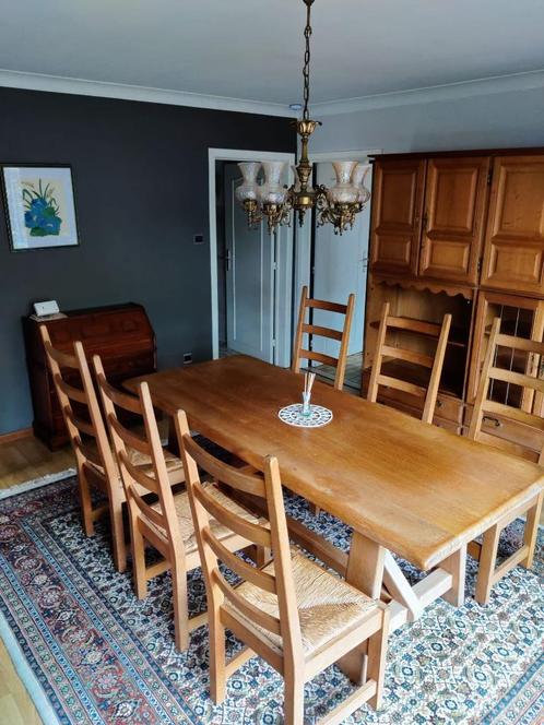 Table en chêne lourd avec six chaises, Maison & Meubles, Tables | Tables à manger, Utilisé, 50 à 100 cm, 150 à 200 cm, Cinq personnes ou plus