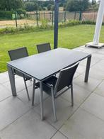 Tuinset 4 personen, Tuin en Terras, Tuintafels, Gebruikt, Ophalen, Vierkant, Aluminium