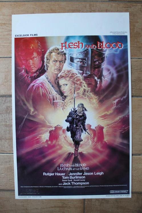 filmaffiche Rutger Hauer Flesh And Blood 1985 filmposter, Collections, Posters & Affiches, Comme neuf, Cinéma et TV, A1 jusqu'à A3