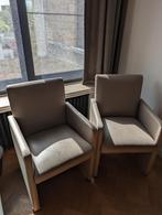2 jolis fauteuils en cuir taupe dans un état impeccable, Maison & Meubles, Fauteuils, Comme neuf, Enlèvement
