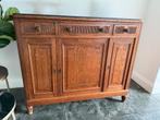 Karaktervol antiek eiken dressoir met natuursteen blad, Ophalen, Gebruikt, Eikenhout, Met lade(s)