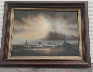 Huile sur toile marine clair obscur signe beschikbaar voor biedingen