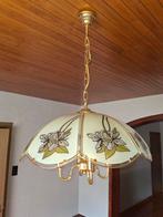 Vintage luster 4 lichtpunten, Ophalen, Gebruikt, Glas